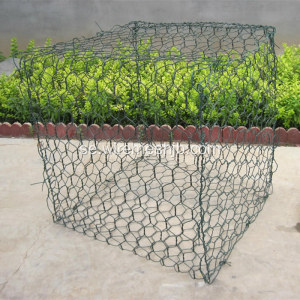 Grönfärgade sexkantiga hål PVC-belagda Gabion-lådor
